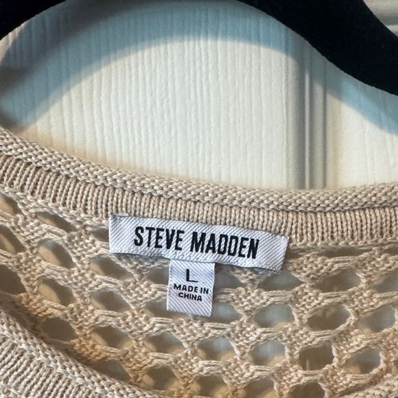 Steve Madden Women's Beige Open-Knit Sweater - Picture 2 of 3